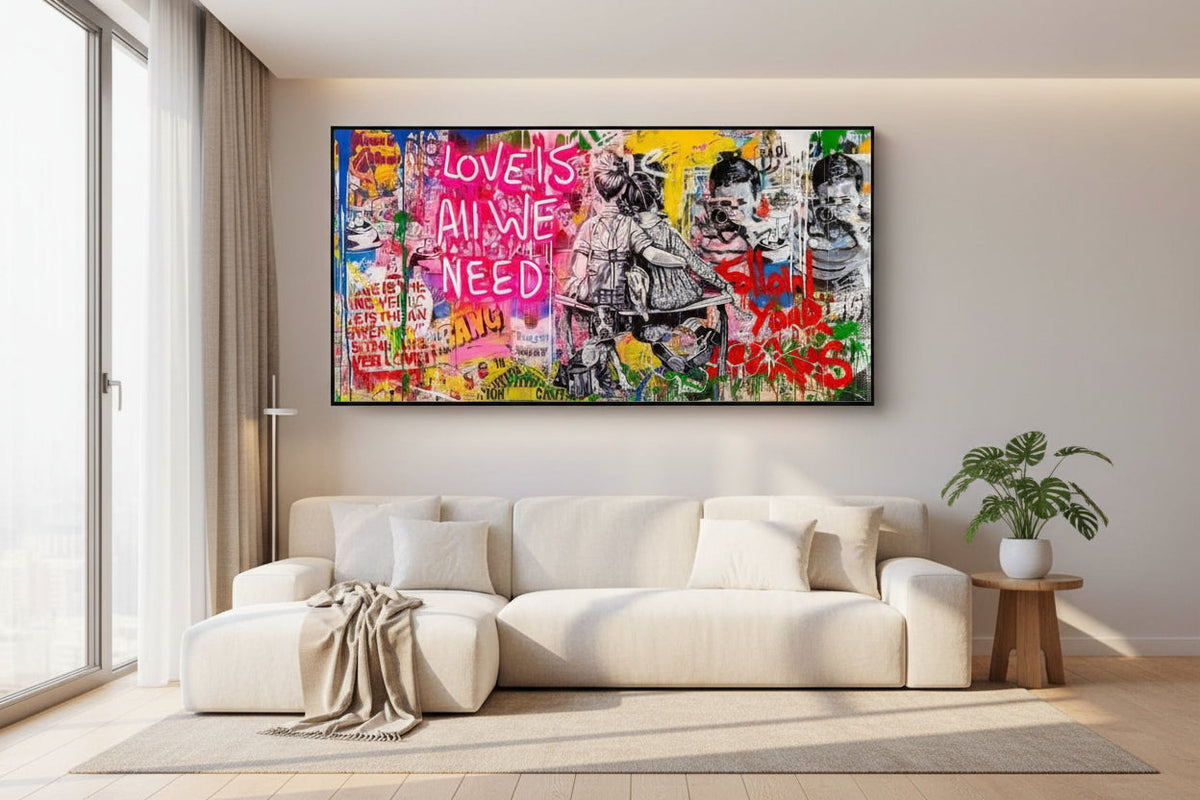 Banksy Art Love Is All We Need Canvas Wall Art