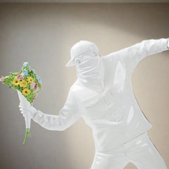 Banksy Flower Bomber Boy Statue Sculpture