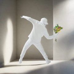 Banksy Flower Bomber Boy Statue Sculpture