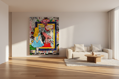 Banksy Graffiti Alice and Wonderland Mirror Canvas Wall Art