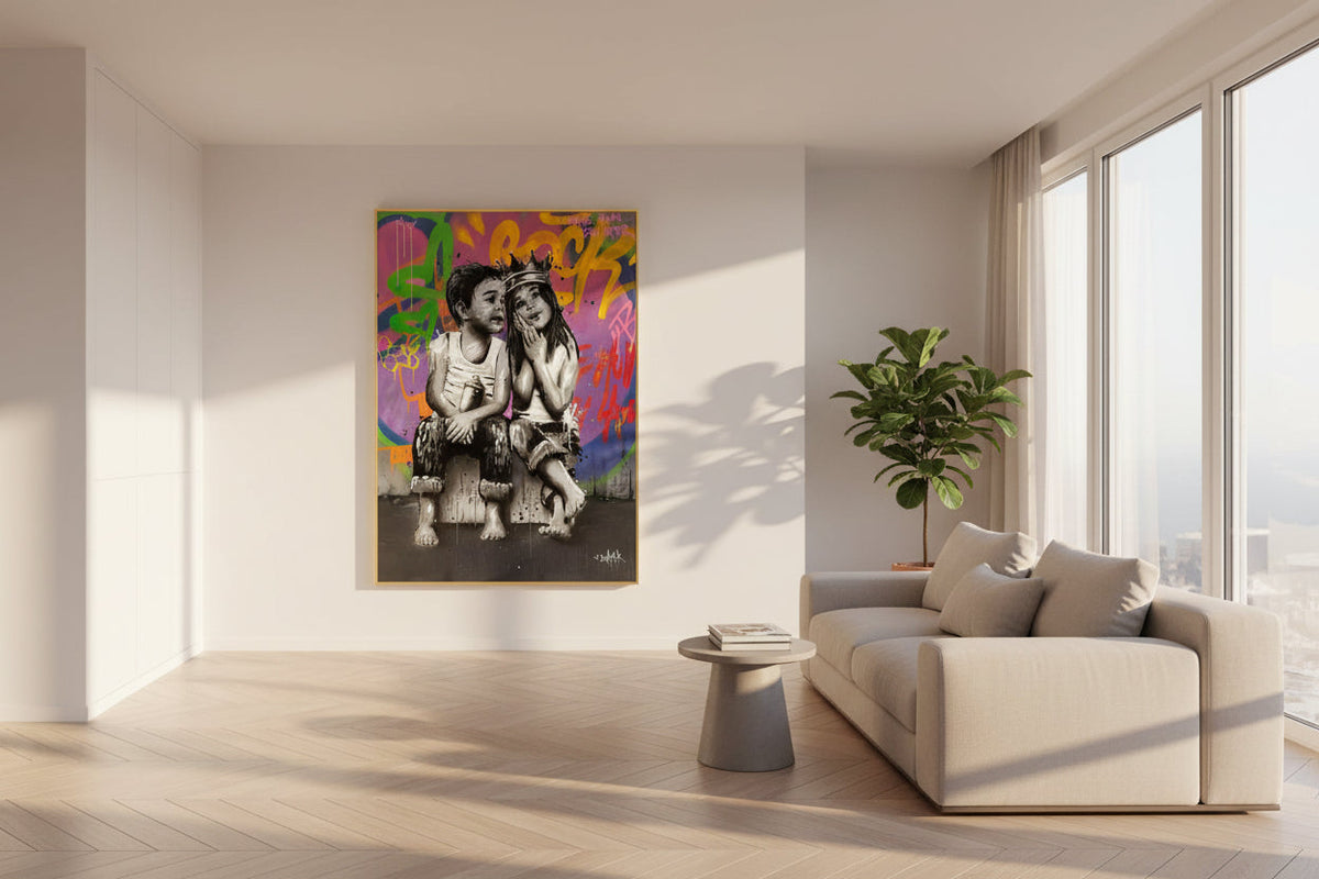 Banksy Graffiti Art Love Boy and Girl Canvas Wall Art