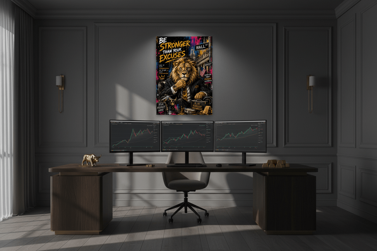 Be Stronger Than Your Excuses Wall Street Lion Canvas Wall Art