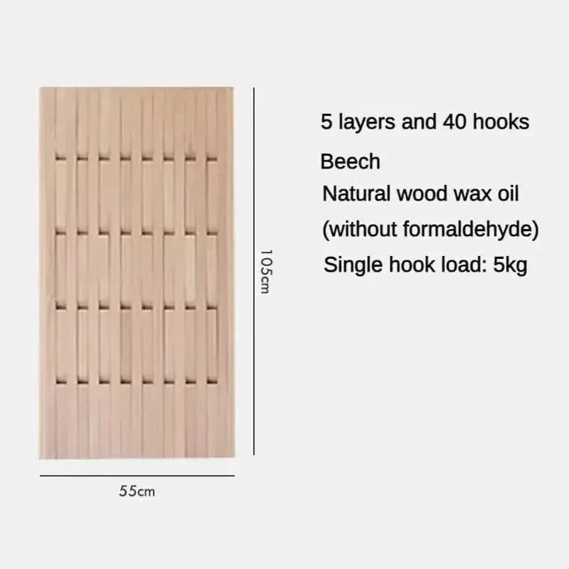 Beech Wood Piano Wall Hanging Coats Organiser