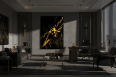 Black Gold Wall Street Bull Canvas Wall Art
