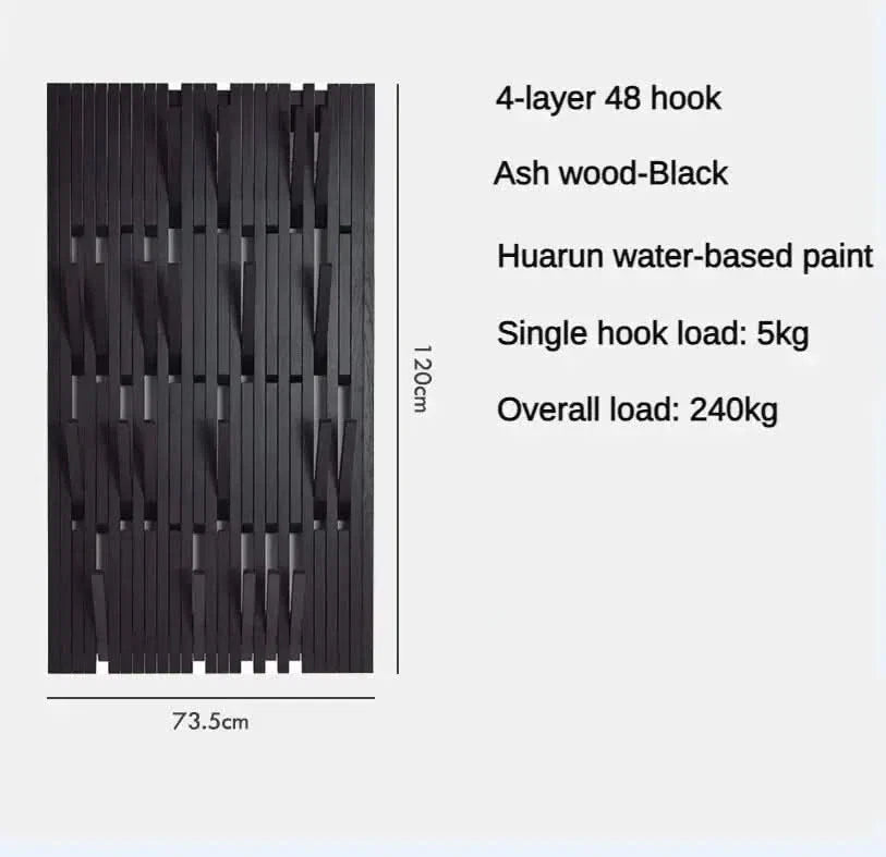 Black Oak Wood Piano Wall Hanging Coats Organiser