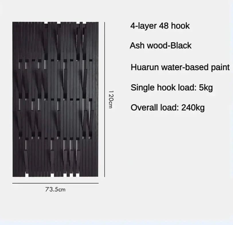 Black Oak Wood Piano Wall Hanging Coats Organiser