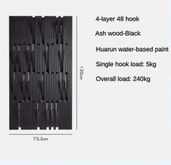 Black Oak Wood Piano Wall Hanging Coats Organiser