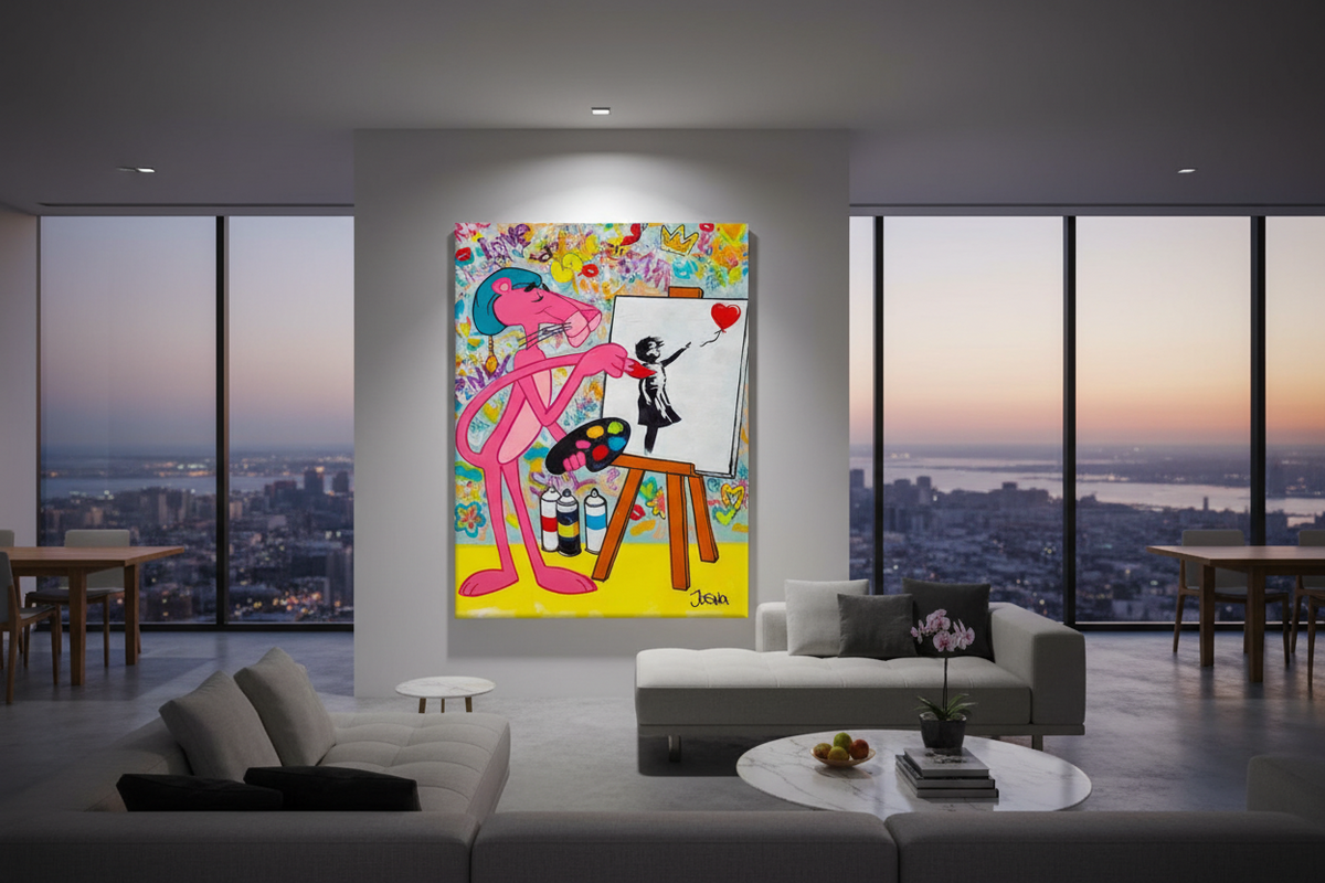 Bold Pink Panther Poster - Captivating Cartoon Canvas