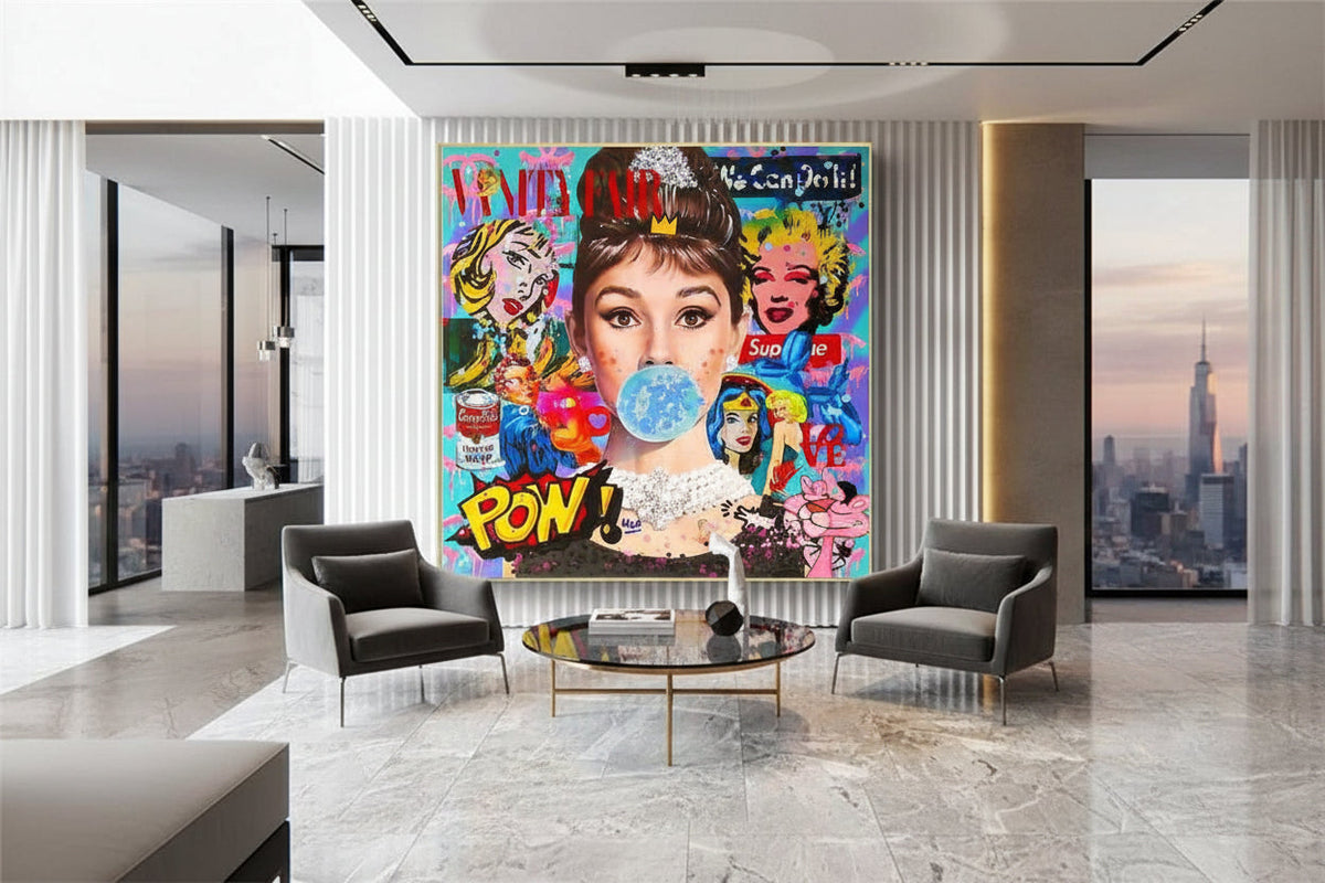 Chewing Gum: Audrey Hepburn Canvas Wall Art