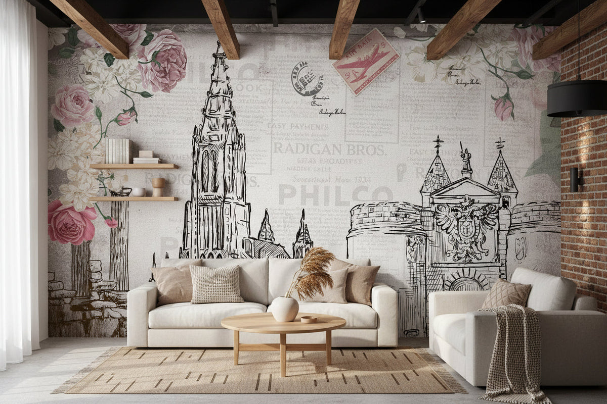 City Buildings Wallpaper for Home Wall Decor