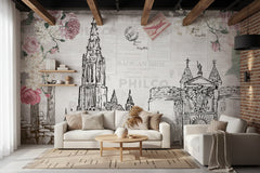 City Buildings Wallpaper for Home Wall Decor