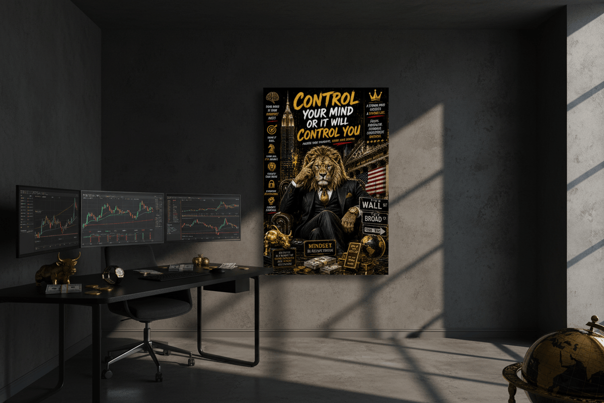 Control Your Mind Wall Street Lion Canvas Wall Art