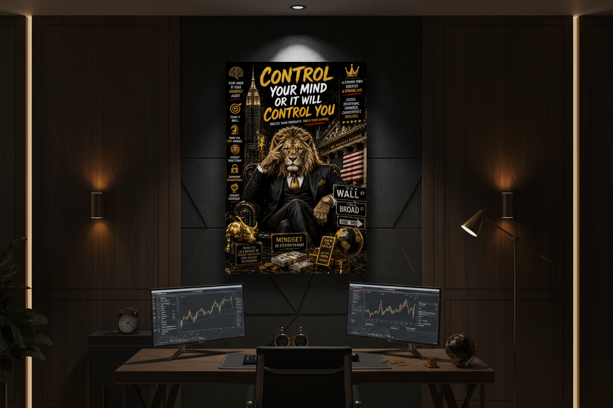 Control Your Mind Wall Street Lion Canvas Wall Art