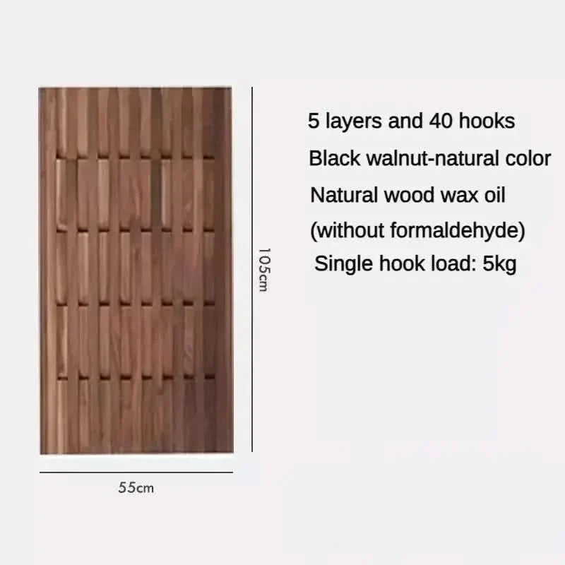 Dark Wallnut Wood Piano Wall Hanging Coats Organiser