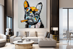 Dog Cheers Smoking Bulldog Canvas Wall Art