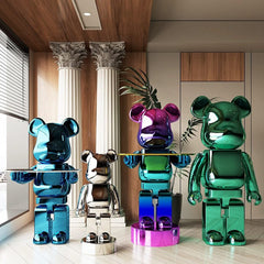 Electroplated Multicolour Bearbrick Statue Large Luxury Decorative Ornament