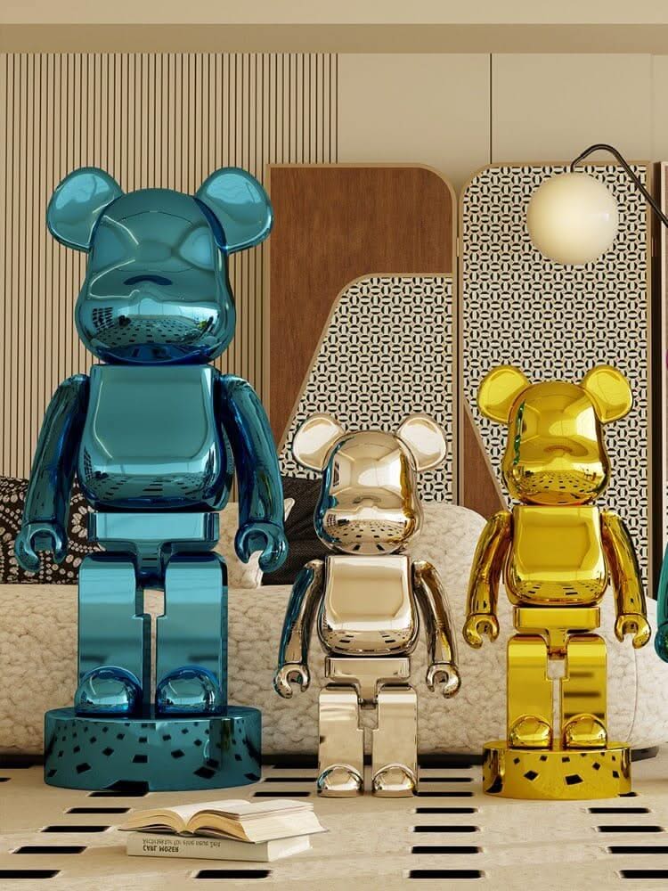 Electroplated Multicolour Bearbrick Statue Large Luxury Decorative Ornament