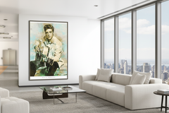 Elvis Presley Singer Portrait Canvas Painting Abstract Magazine Wall Art